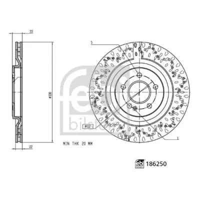 Disco de freno FEBI BILSTEIN 186250 Nueva Colección